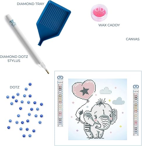Miniatura 6 de DIAMOND DOTZ Sweet Trunks - Kits de pintura de diamantes de elefante para adultos, kits de arte de diamantes, un kit de manualidades creativo