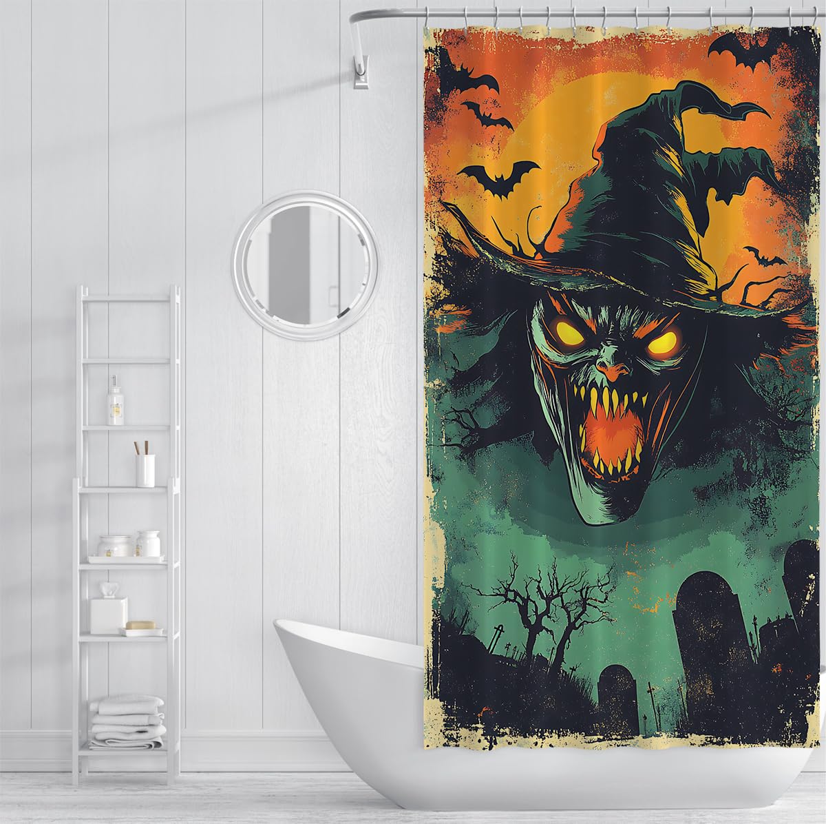 Scary Halloween Duschvorhang Horror Witch Badezimmer Deko 200x220cm