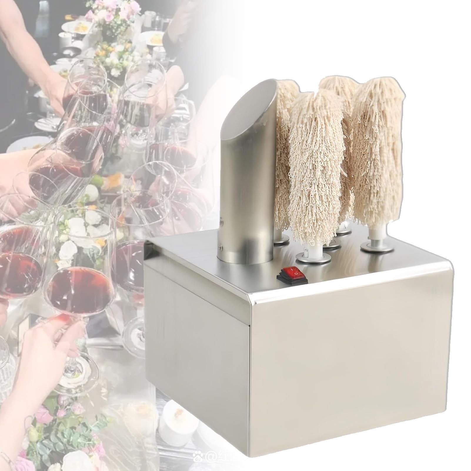 Ofyphth Electric Wine Glass Polisher, Electric Automatic Dryer Bar Wine Glass Polishing Machine, 660 Cups/Hour, 3/5/8 Heads Available, for Champagne Glasses, Beer Cups. 5Head