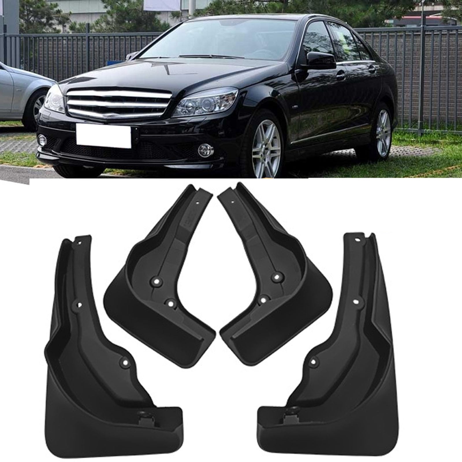 HERTC Car Mud Guards for Mercedes-Benz C-Class Sport W204 2008-2014, Car Mudflaps Auto Mud Flaps Splash Guards Splashproof Anti Collision Protective Mud Flaps