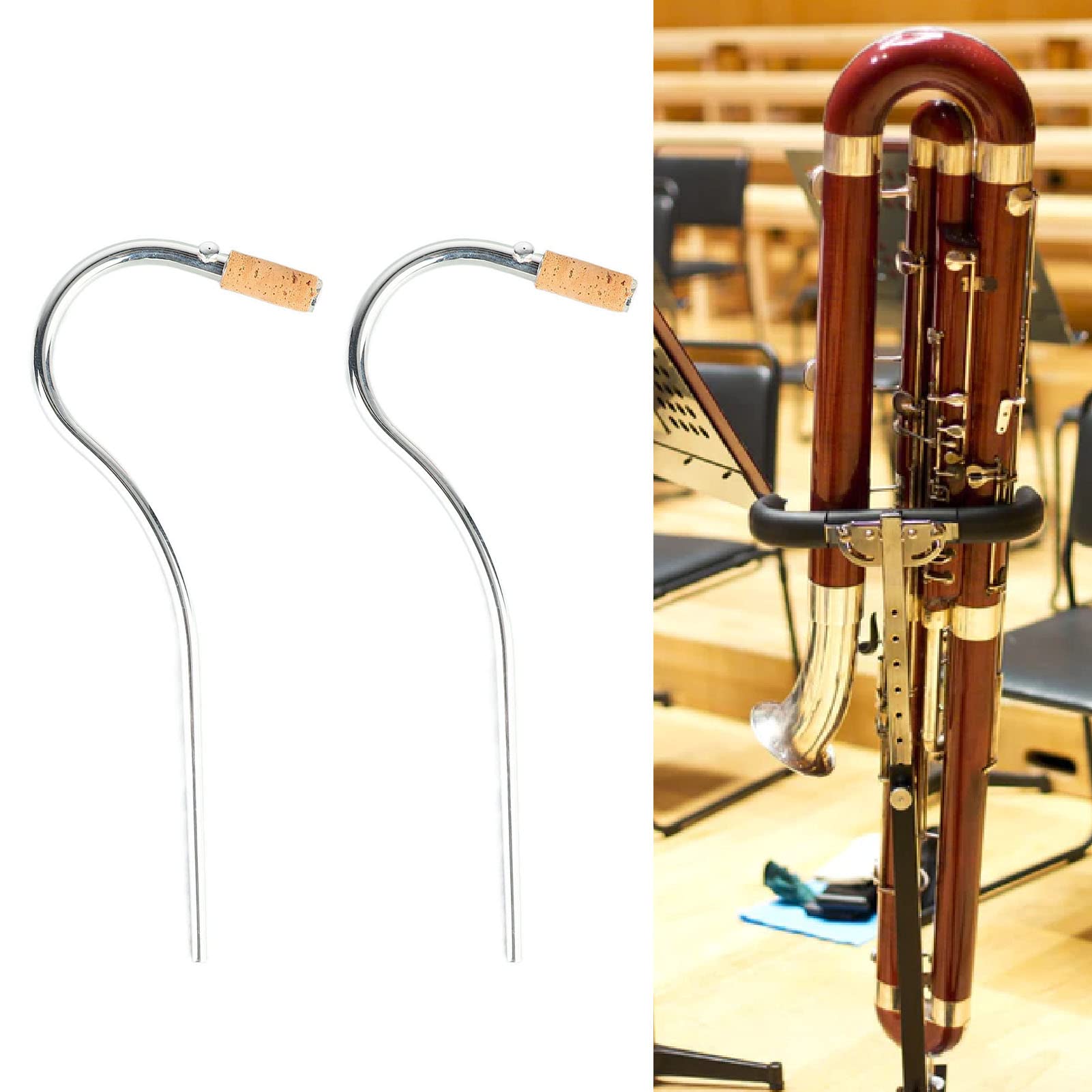 RiToEasysports Bocchini per Fagotto 2 Pezzi Collo Curvo Placcato Argento con Parti di Strumenti a Fiato in Sughero