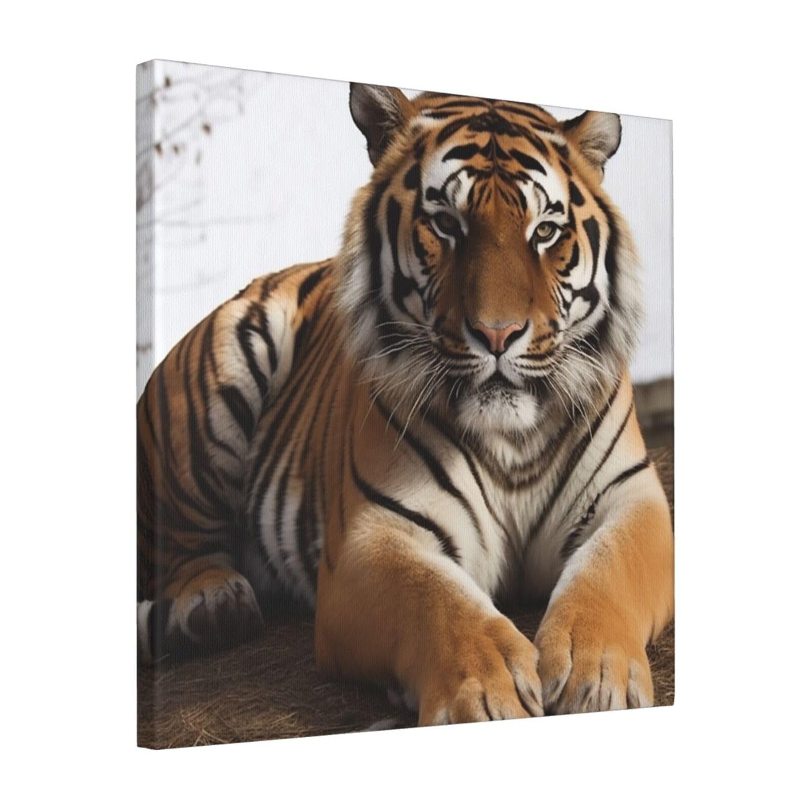 FodPand Big Tiger Canvas Wall Art for Living Room Wall Decor 16"x16" Modern Artwork Painting Pictures Hanging Canvas Prints Aesthetic Wall Art for Bedroom Bathroom Office Wallart Decor