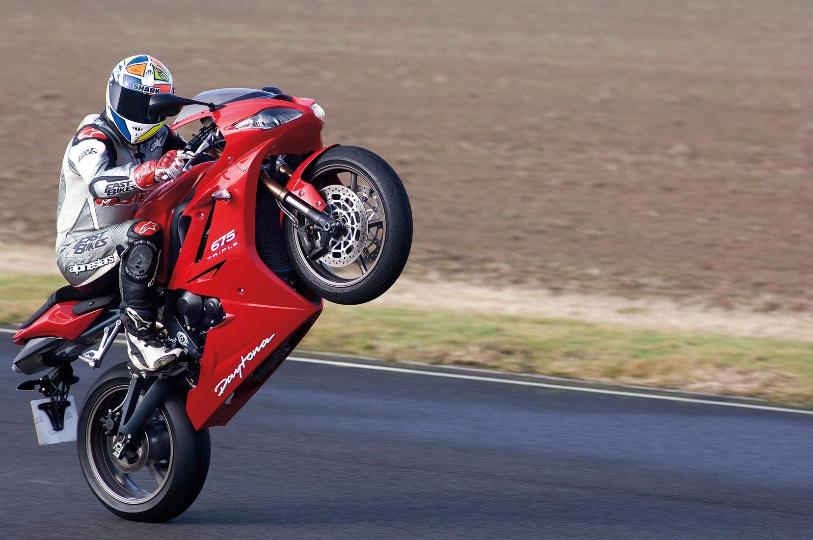 Tallenge - Triumph Daytona 675 Motorbike Wheelie - Large Poster
