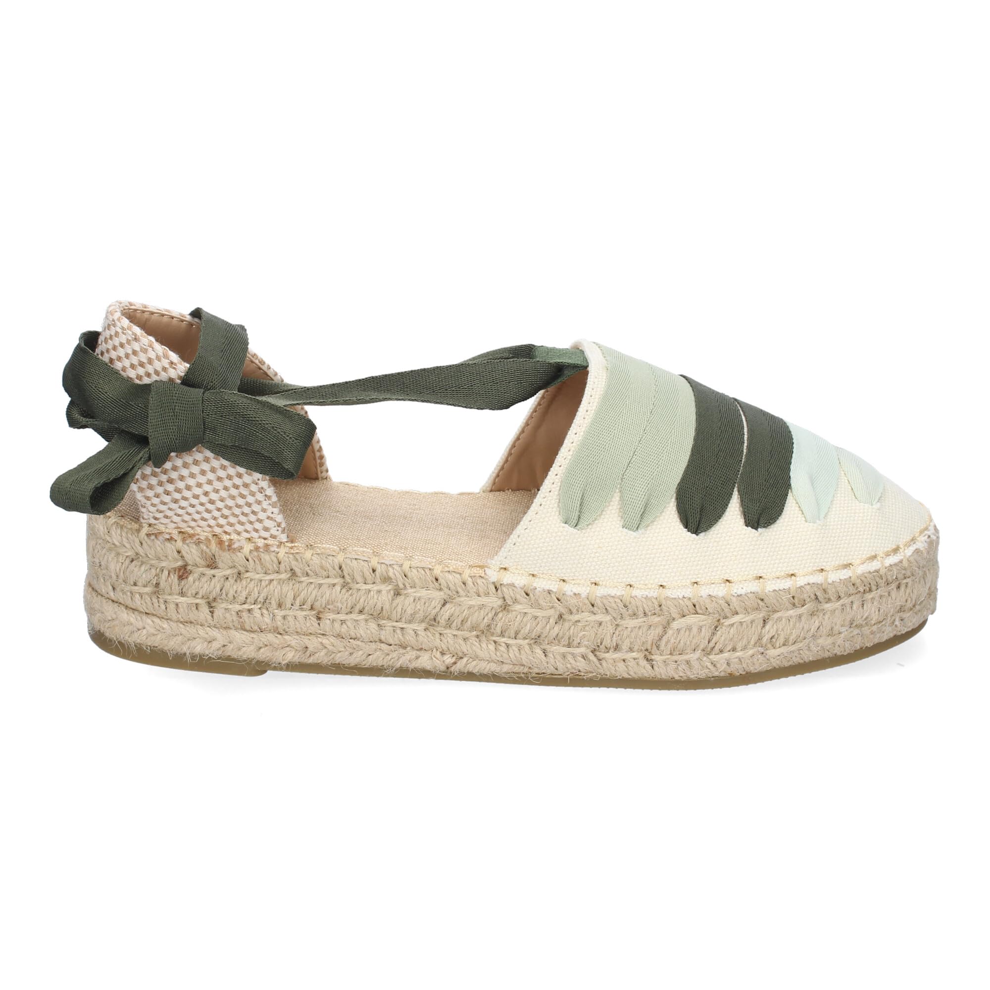 Alpargarta Plana Estilo Valenciana para Mujer, Comodas y Elegantes, Diseno Moderno con Cintas en la Pala Decorativas y Cierre de Cintas al Tobillo, Ideales para Primavera-Verano.
