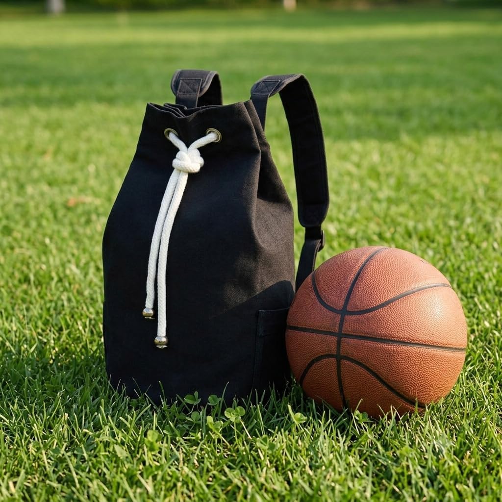 Drawstring Backpack Canvas Drawstring Bag Sports Gym Bag for Basketball Soccer
