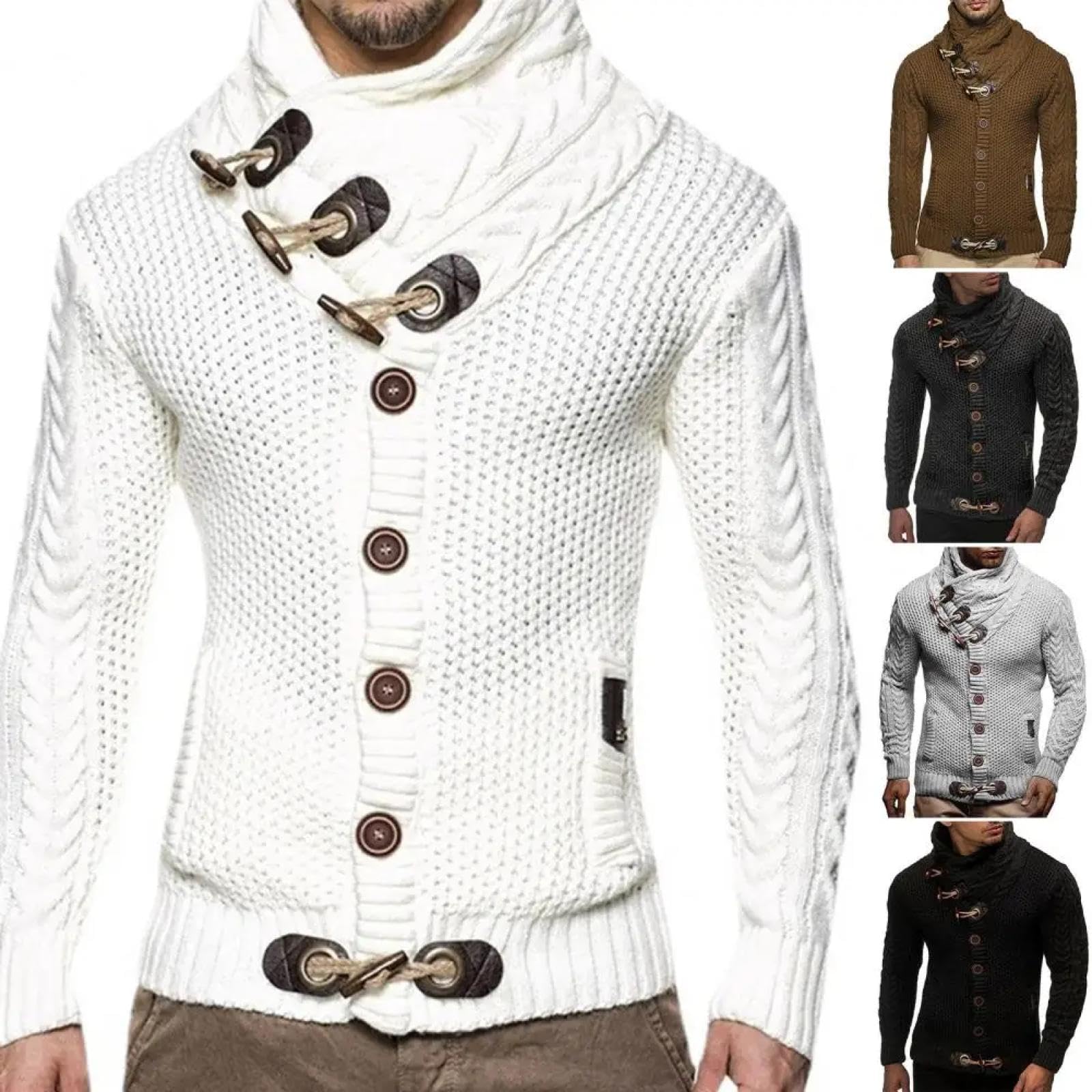 Pulls Sweats Élégant Slim Fit Col Haut Cardigan Pull À Col Roulé Super Soft Basic Cardigan Pull pour Les Vacances