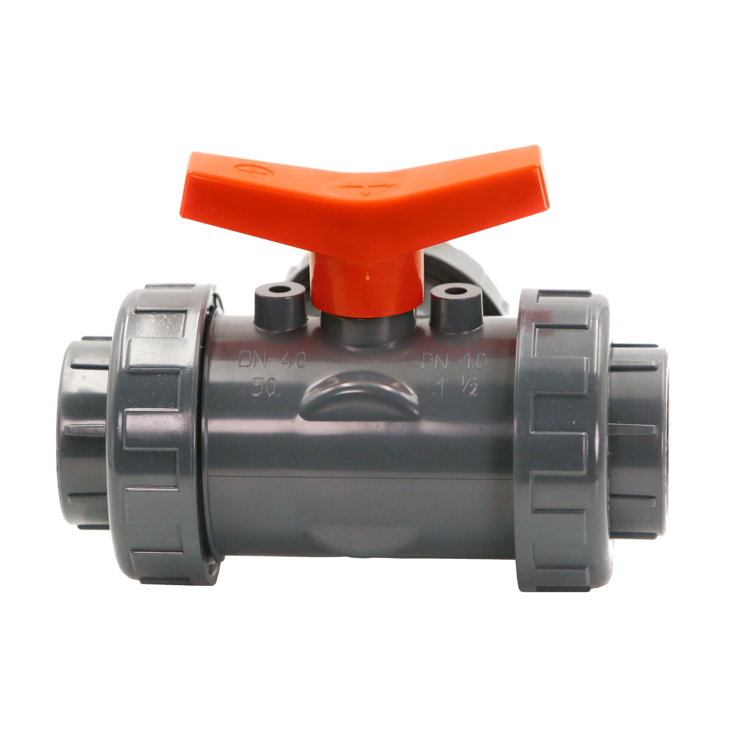HAF® Válvula de bola de PVC con orificio en T con 3 manguitos adhesivos de 50 mm, válvula de paso de PVC gris U. Adecuado para conexiones de tuberías, tuberías de piscina y mucho más...Calidad: