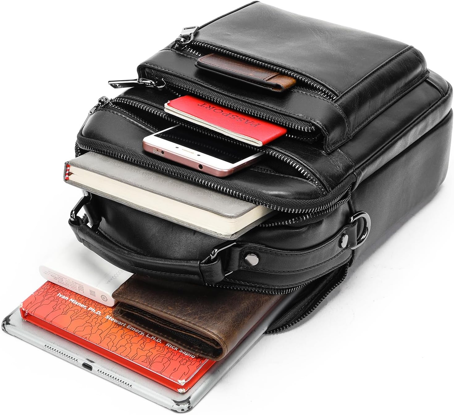 NIUCUNZH Genuine Leather Small Messenger Bag Vintage Leather Man Purse Handbag Crossbody Shoulder Bags for Men