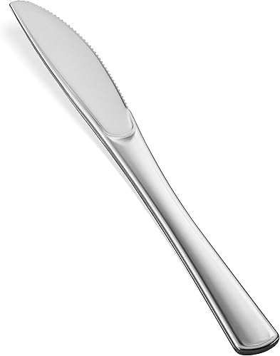 Miniatura 5 de Juego de cubiertos de plástico, juego de cubiertos plateados, juego de cubiertos resistentes, paquete de 160 unidades, 40 cuchillos, 80 tenedores,