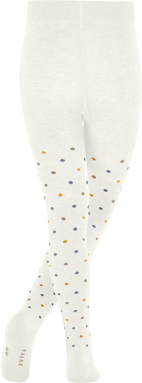 FALKE Unisex-Child Tights Multidot K Ti Cotton Thin Patterned 1 Pair, White Off-White 2040, 98-104, White Off-White 2040, 98-104