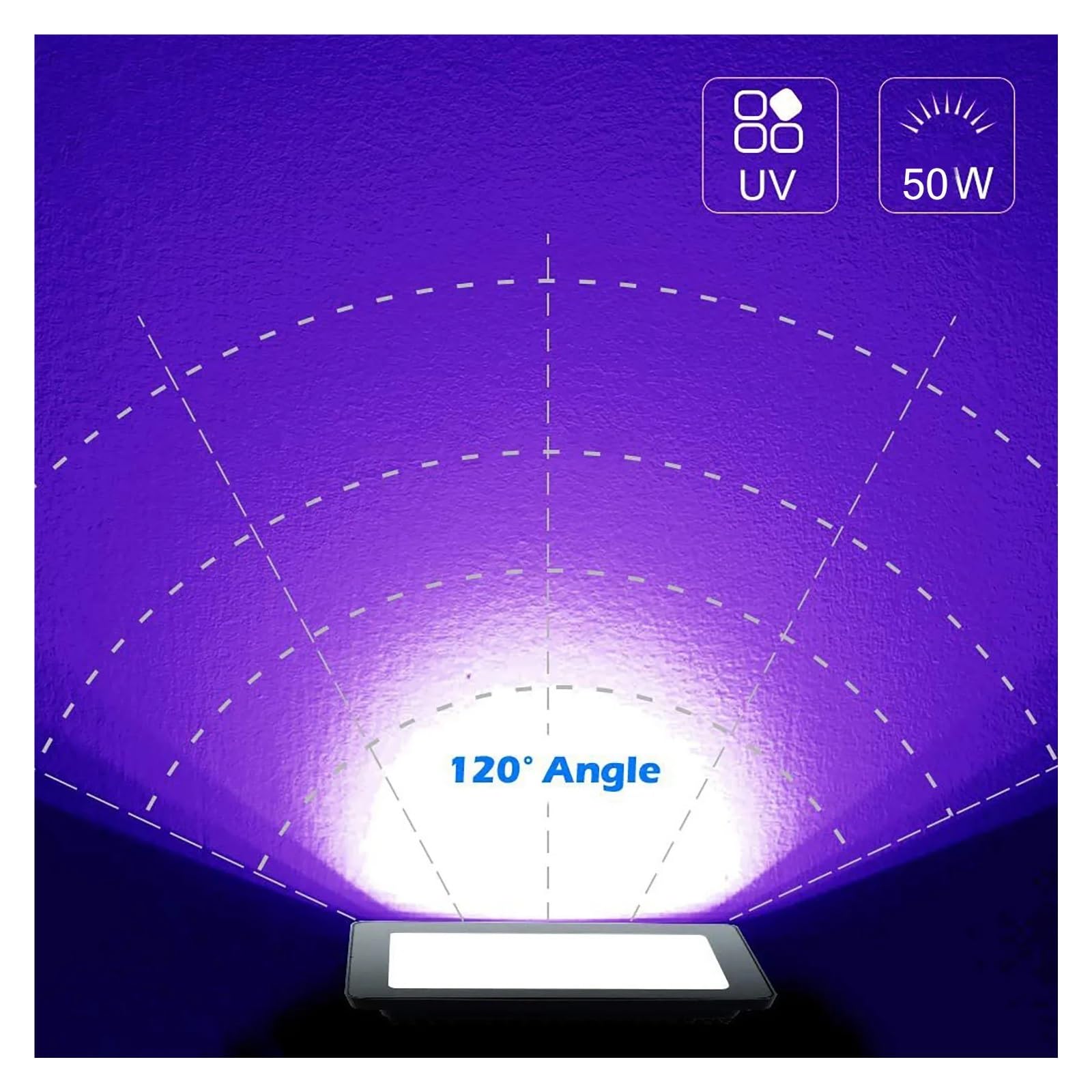 50W UV Czarne Światło 395nm-405nm IP66 Wodoodporne Zewnętrzne Powodziowe Dla Blacklight Party Oświetlenie Sceniczne Akwarium Farba Do Ciała Garaż ogrodowy(50W)