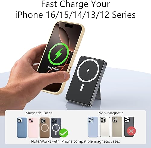 Miniatura 6 de YUJE Banco de energía magnético, para batería MagSafe de 10000 mAh, PD 20 W USB-C cargador portátil rápido, batería inalámbrica para iPhone