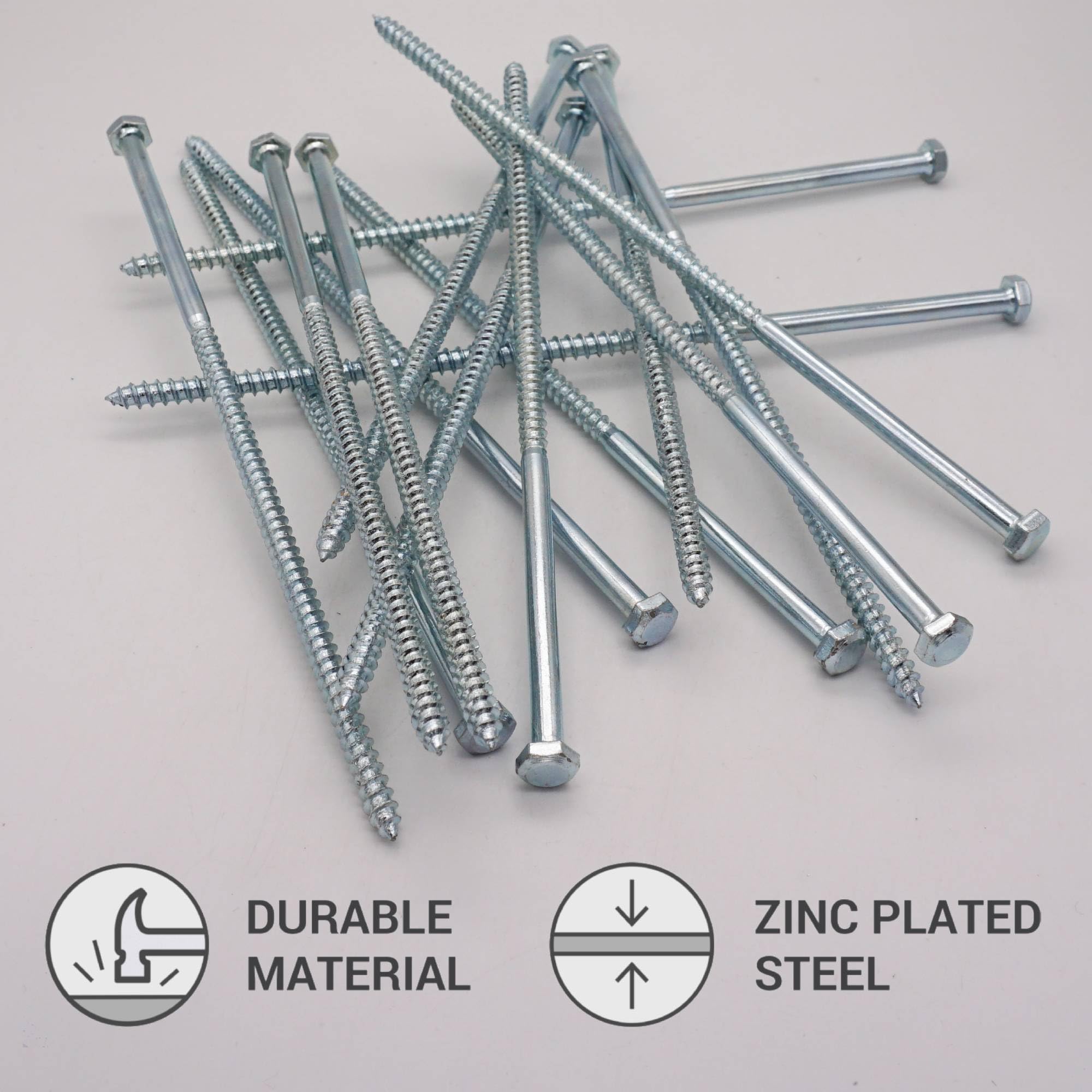 SKIR'CO (30 pcs) Zinc Plated Steel Hexagonal Head Wood Screws M6 x 200 mm, DIN 571 Coach Screws, Hex Screws, Lag Bolts - Image 3