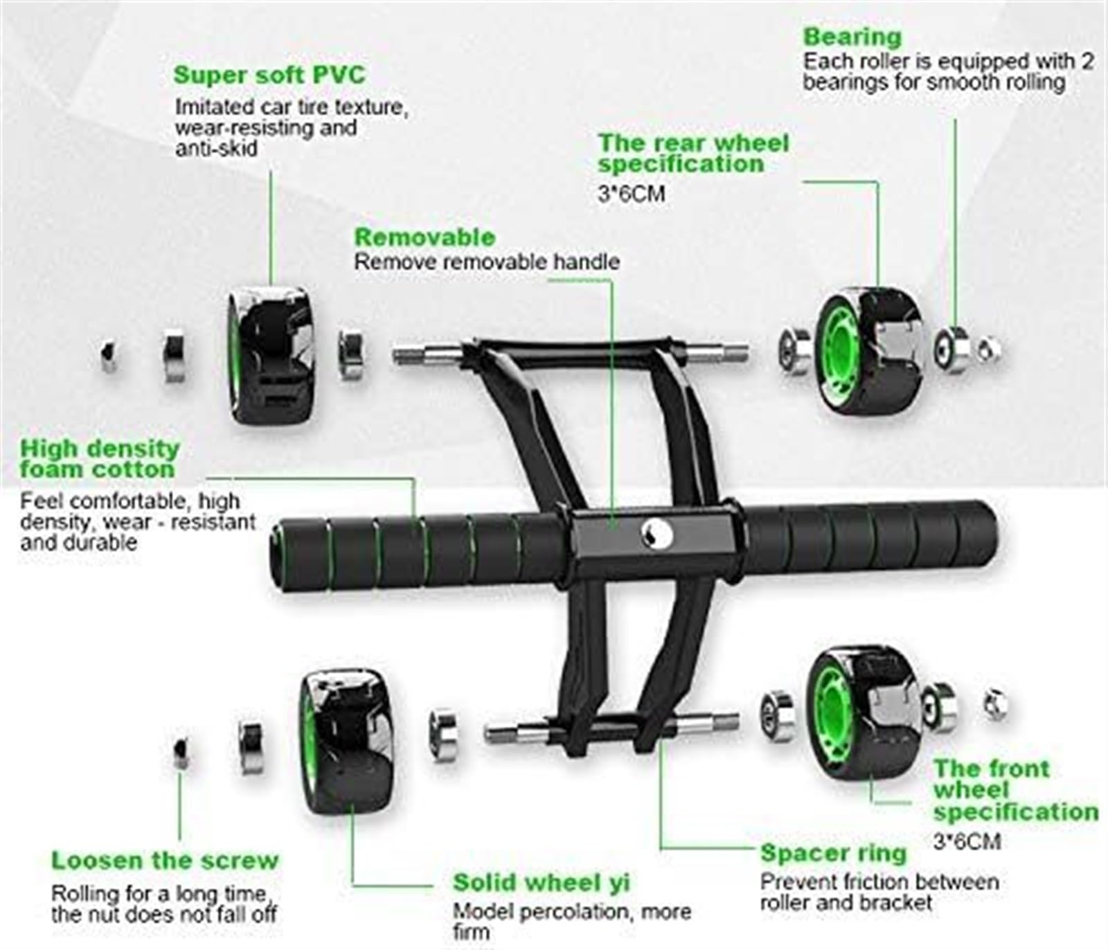 wałek do mięśni brzucha, Wielofunkcyjny zaawansowany sprzęt do ćwiczeń brzucha Core Four Wheel Abdominal