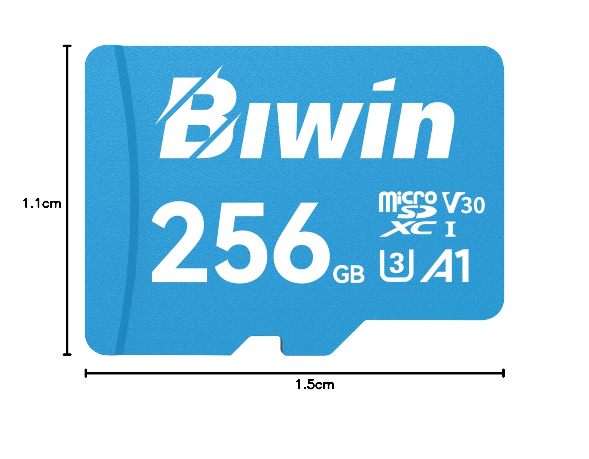 Biwin MS100 Micro SDXC Card 256GB, karta pamięci MicroSD UHS-I, 4K UHD A1 V30 U3 Class 10, prędkość odczytu do 100 MB/s dla smartfonów, tabletów, domowych kamer bezpieczeństwa i kamer samochodowych