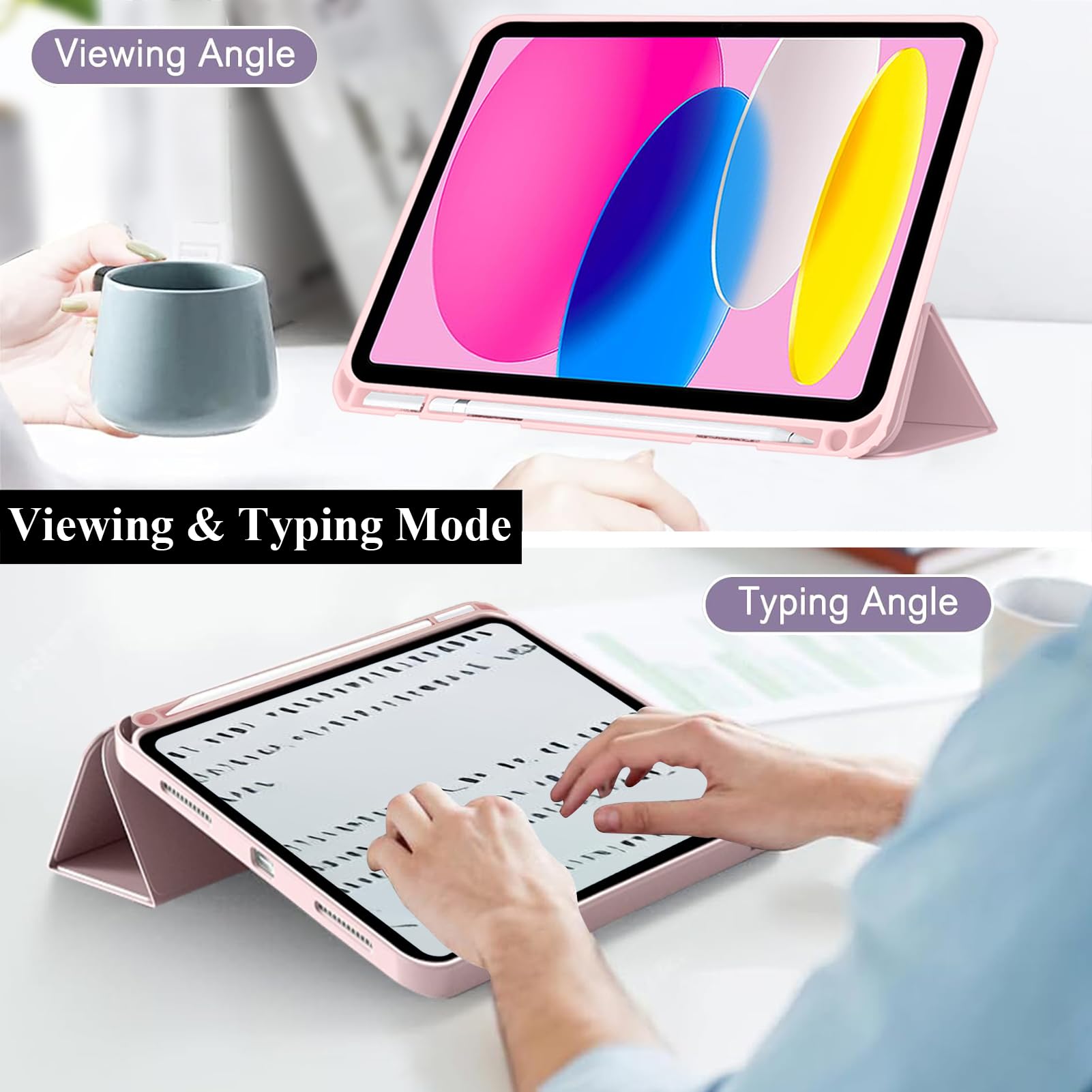 A-BEAUTY Hoesje Voor IPad (A16) 11e Gen & 10e Gen – Doorzichtig, Stevig, Met Pencilhouder En Automatische Slaap/waakfunctie – Grijs
