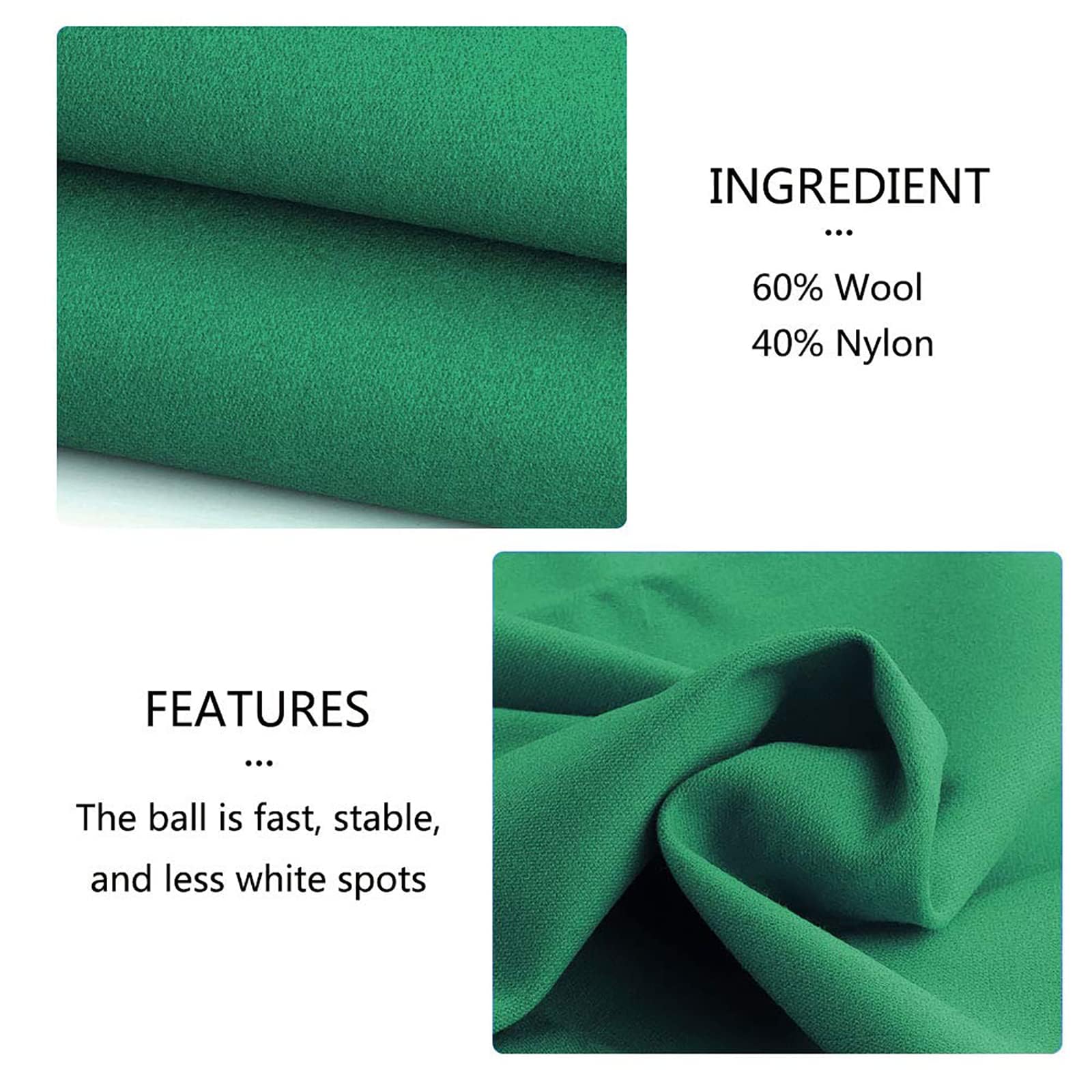 UYSELA Paño de Billar 9ft/2.75m Verde, Tela de Fieltro para Mesa de Billar Estándar 7/8/9 Pies