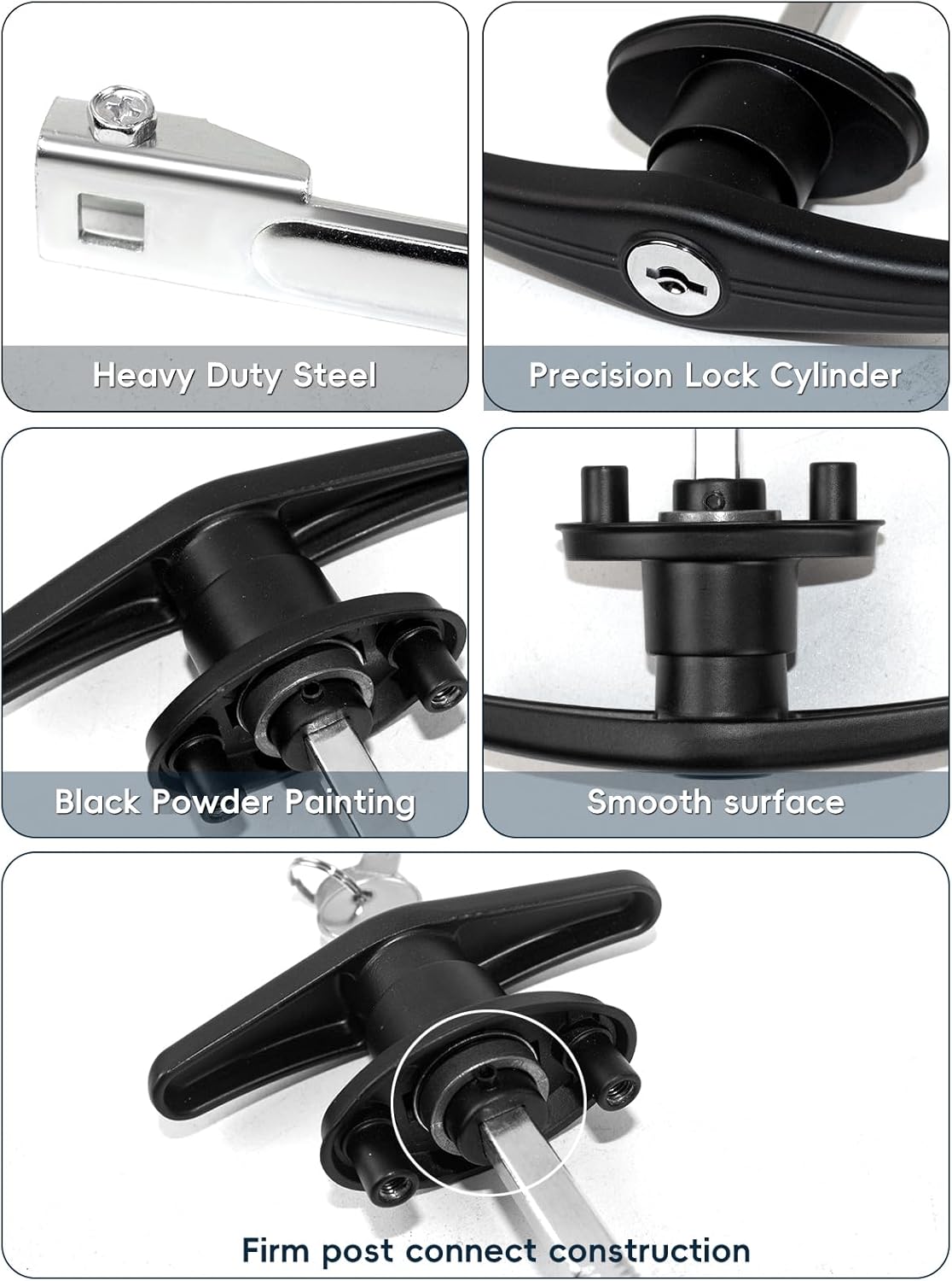 Truck Cap Camper Shell T-Handle Lock Latch Replacement Parts, Truck Bed Topper Door Locking Kit Accessories with Keys - Left Lock