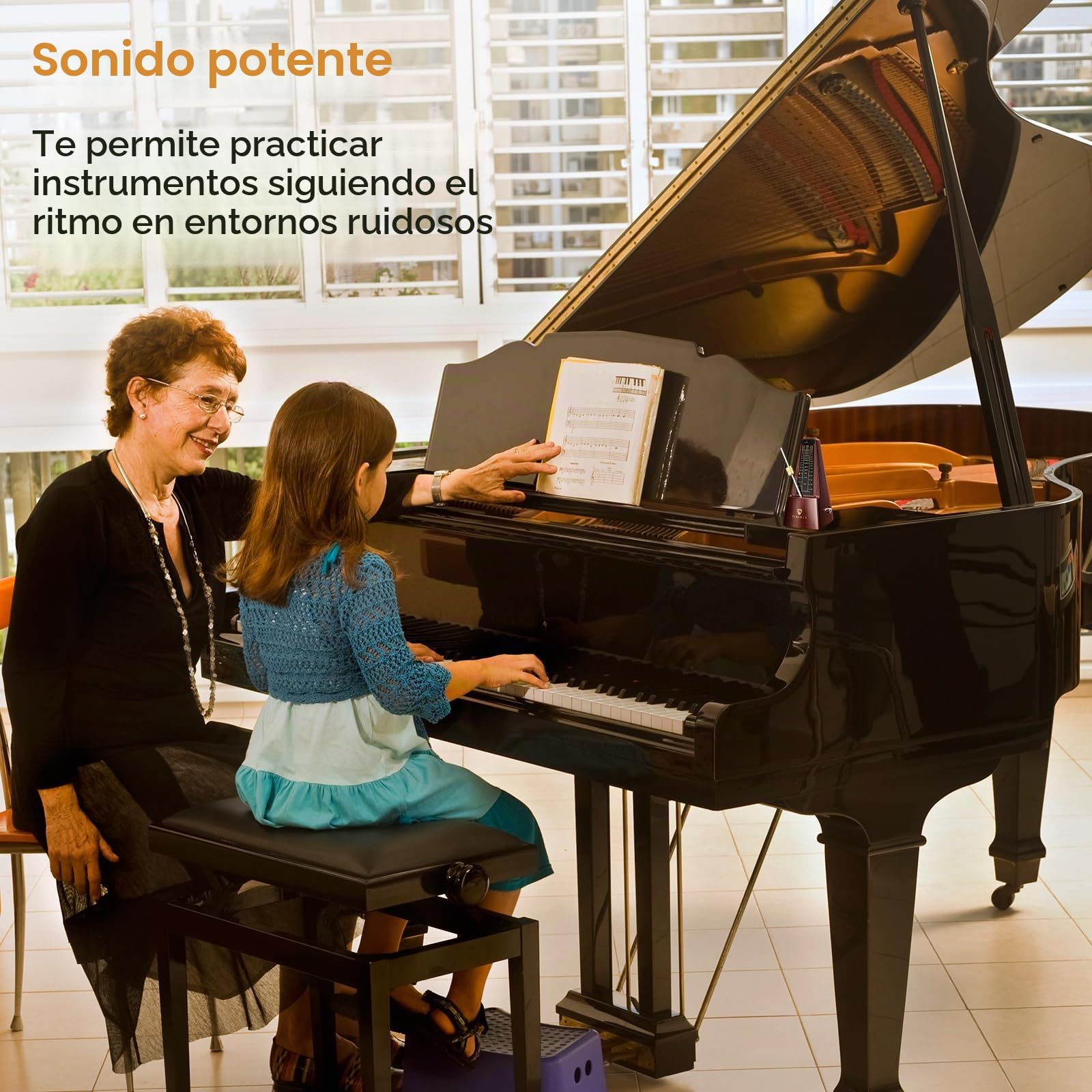 Metrónomo mecánico TERENCE, metrónomo de alta precisión, sonido fuerte, adecuado para piano, violín, teclado, bajo, guitarra, tambor Guzheng, adultos, niños, principiantes, profesionales,color nogal
