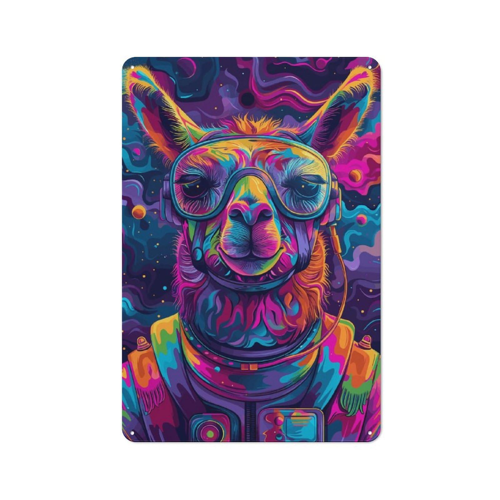 Junmoney Astronaut Space Lama Vintage-Inspired Tin Sign 30X20cm For Living Room Wall, For Display In Living Rooms And Feature Walls