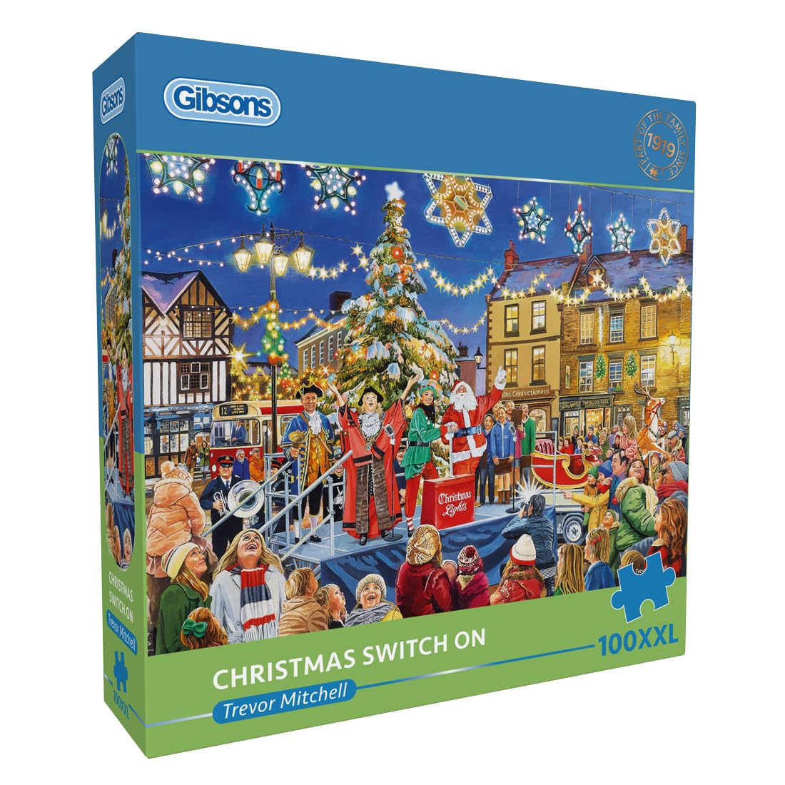 Gibsons Christmas Switch On 100XXL Piece Jigsaw Puzzle Extra Large Piece Puzzle for Adults Easy to Handle Colourful Festive Jigsaw Sustainable Premium 100% Recycled Board Great Gift Gibsons Games