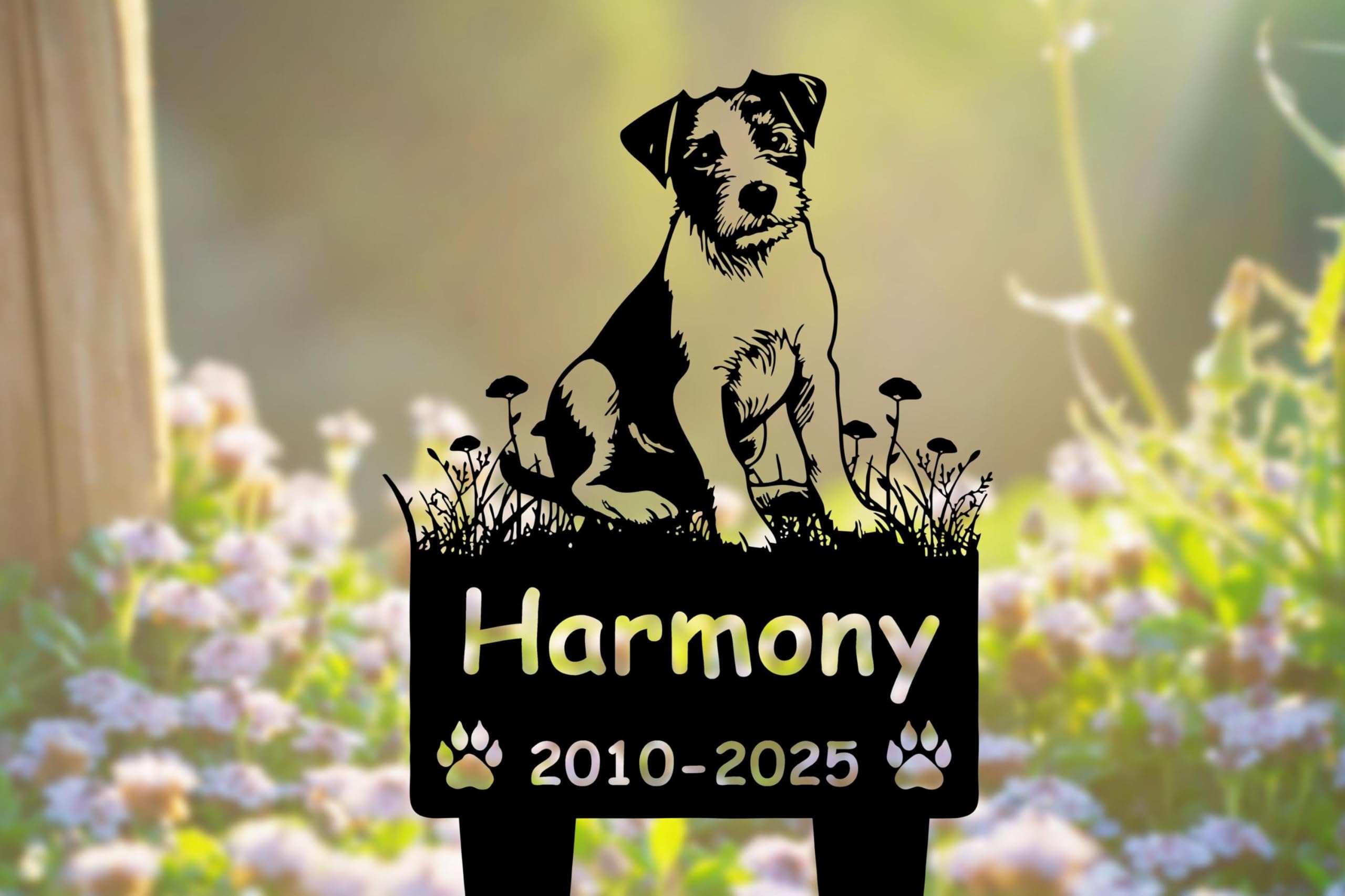 WEIYALIY Jack Russell Terrier Burial Stake, Custom Jack Russell Memorial Sign, Dog Grave Marker, Garden Decor, Lawn Sign, Yard Art, Pet Loss Gift, Pet Memorial Plaque, Headstone