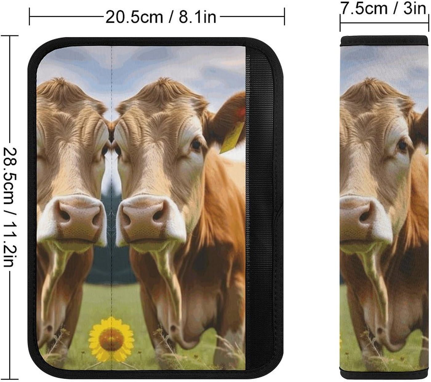 2 PCS Super Soft Car Seat Belt Pad, Cute Animal Brown Cow Printed Waterproof Sweat-Absorbing Seat Belt Covers Backpack Shoulder Pad for All Car Seats Baby Strollers