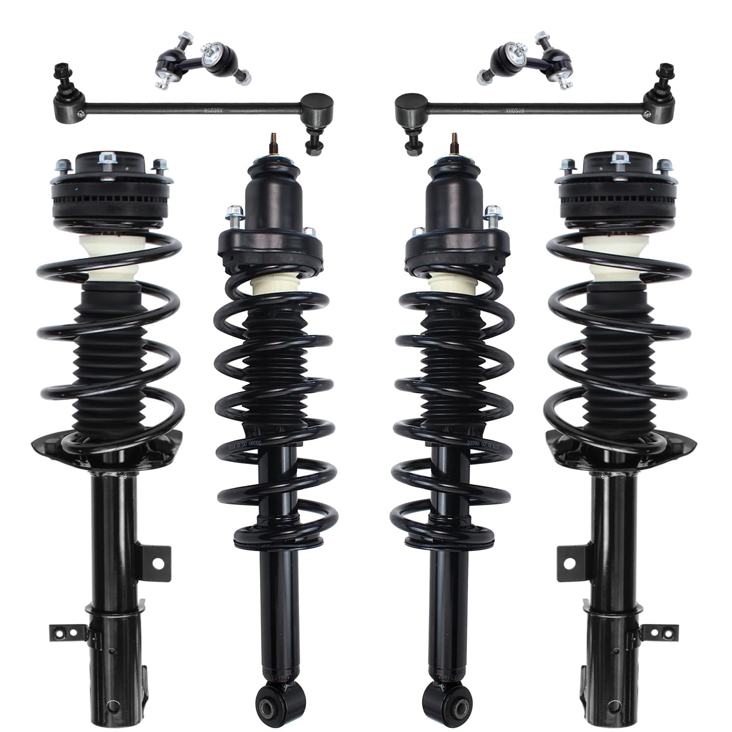 Kit de Suspensão Detroit Axle 8 Peças para Chrysler Sebring 2007-2010 e Dodge Avenger 2008-2013 - 4 Amortecedores com Molas e 4 Links de Barra Estabilizadora