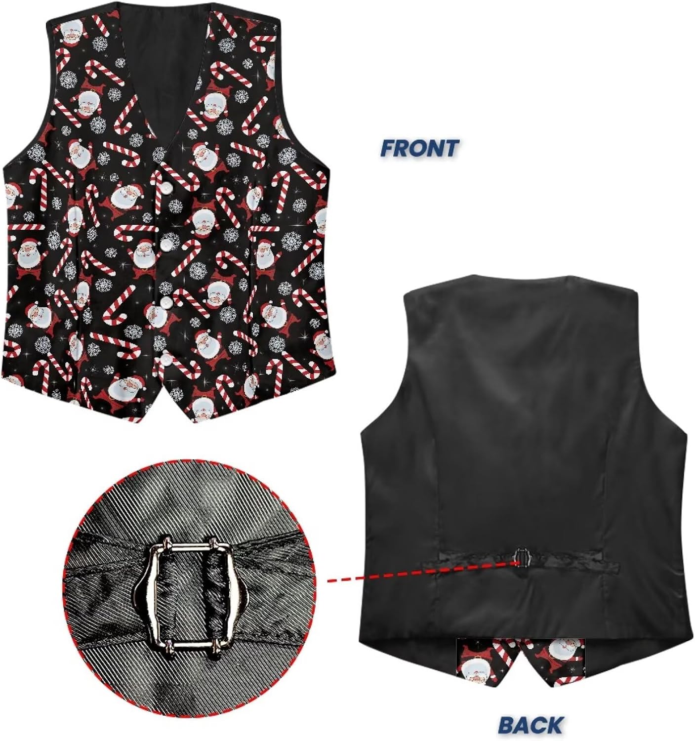 Men Christmas Suit Vest Lightweight Men's Vests for Party Banquet Winter V-Neck Mens Waistcoat with Back Strap