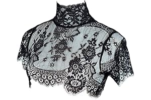 False Lace Collar for Women Black Flower, Detachable Half Shirt Collar
