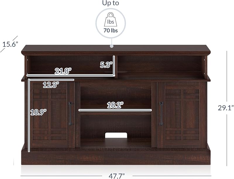 BELLEZE 48" Norrell TV Stand & Media Entertainment Center - Espresso image 5