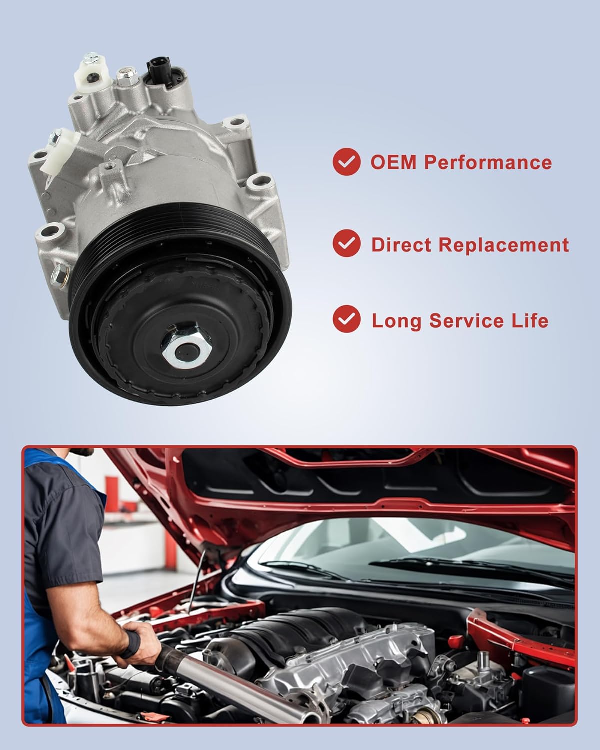 88310-02850 A/C Compressor (with Clutch) Compatible with Toyota Corolla 2014-2019 1.8L, Corolla iM 2017-2018 1.8L