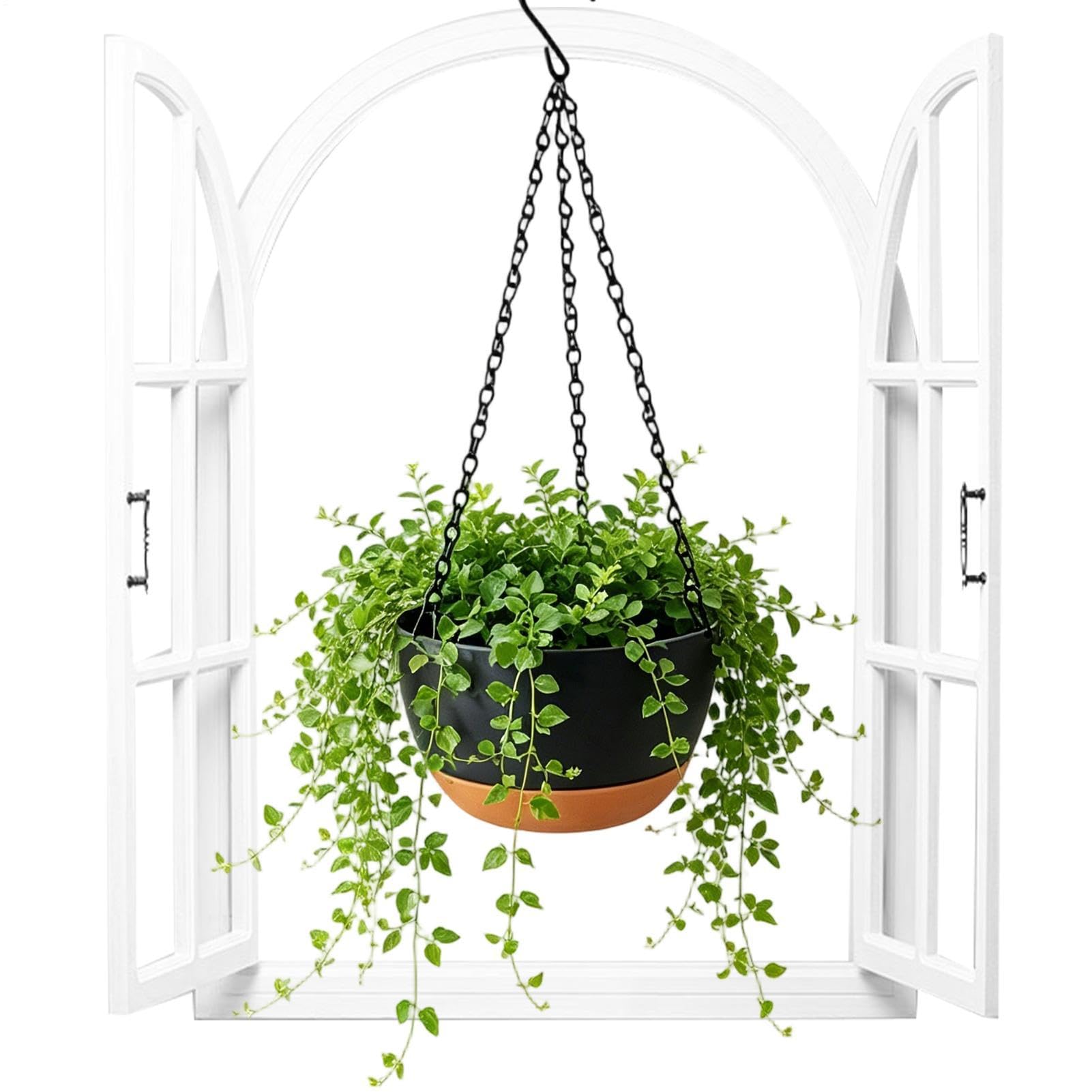 Panier de fleurs suspendu premium et pot de jardin architectural avec plateau