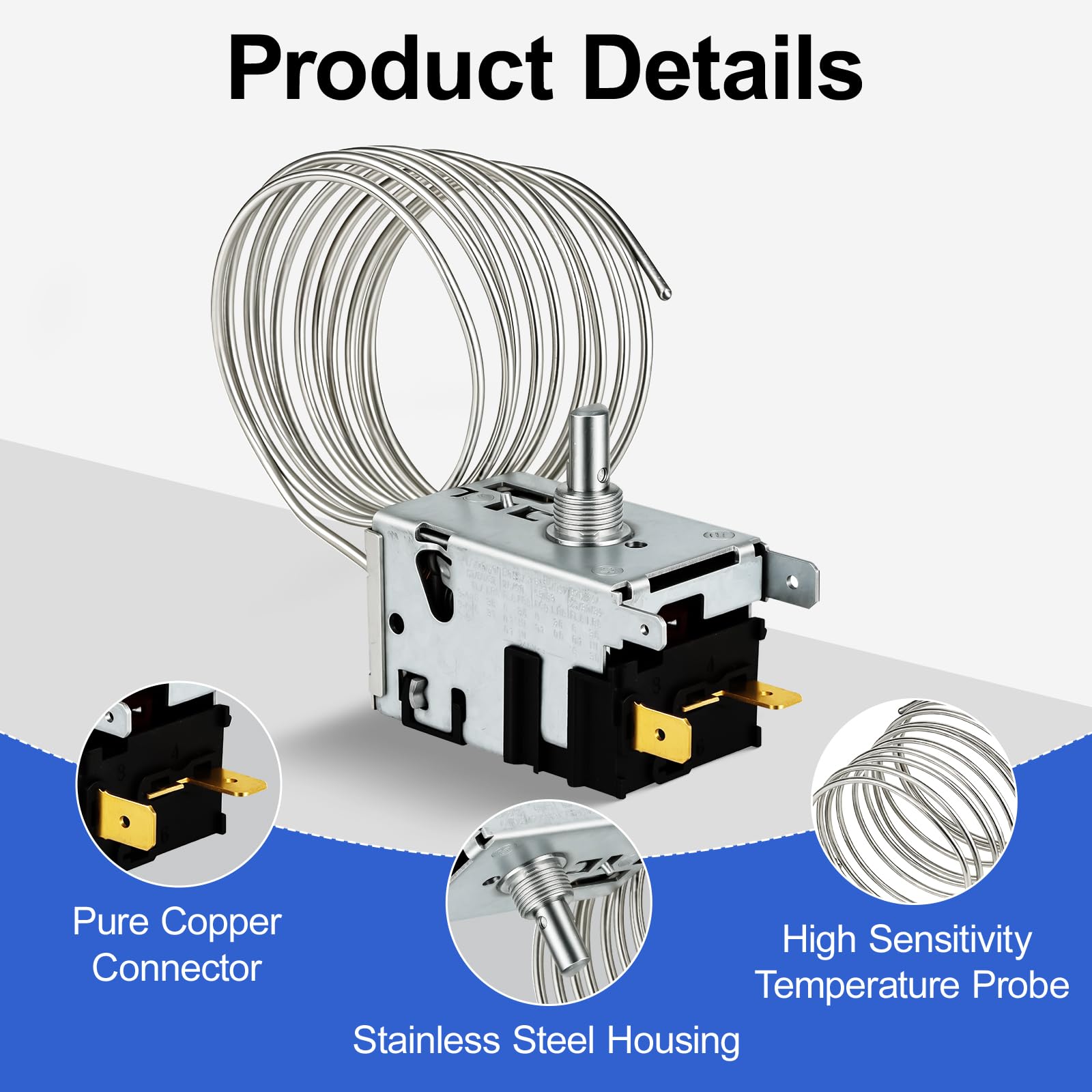 Kit de control de temperatura 800366 actualizado 2026 que se adapta a la refrigeración verdadera, reemplaza 077B6806, 077B7172, 98806 - Termostato de detección de bobina de 76 pulgadas
