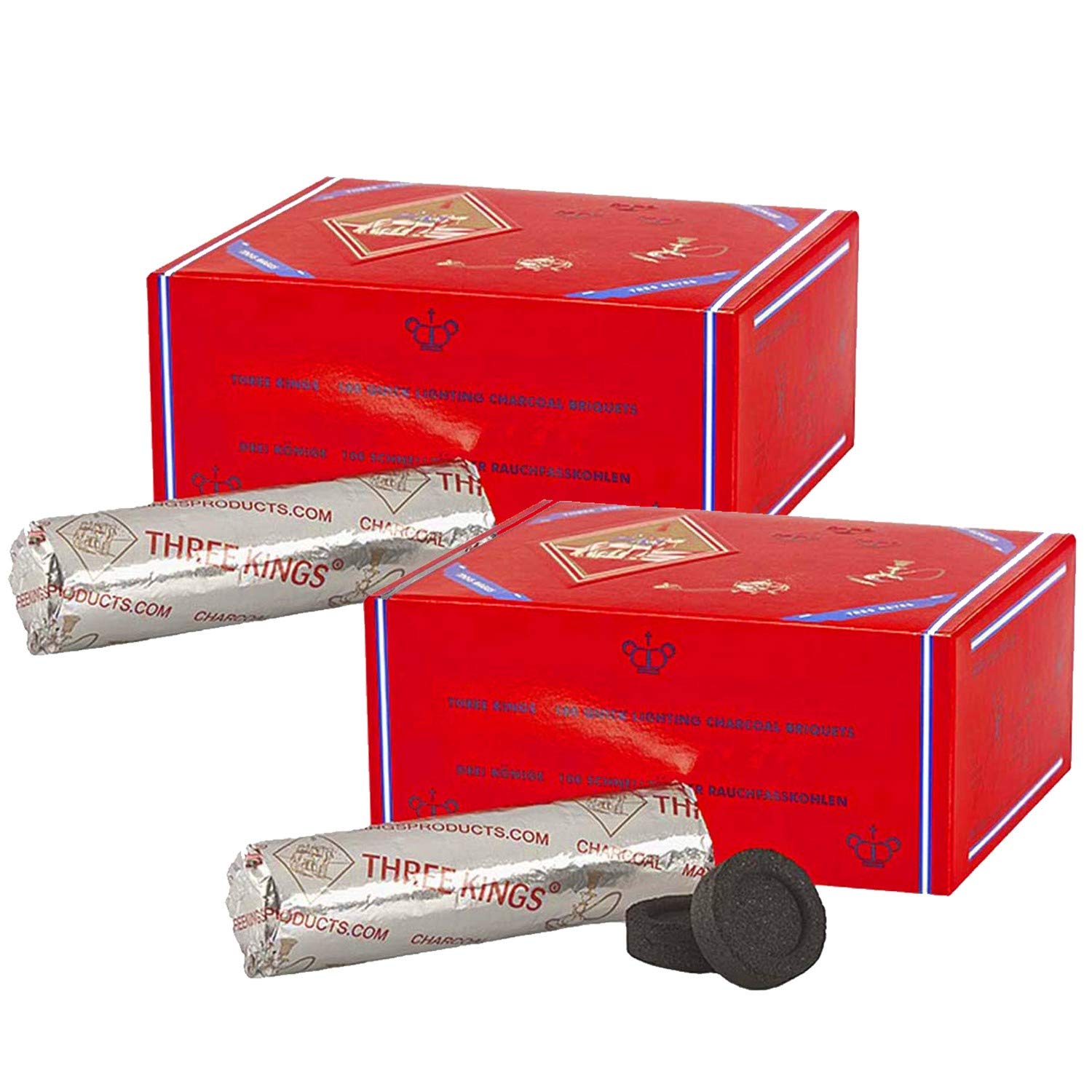 Pack Charbon Auto-Allumant 3 Rois Three Kings 33mm Allumage rapide x 200