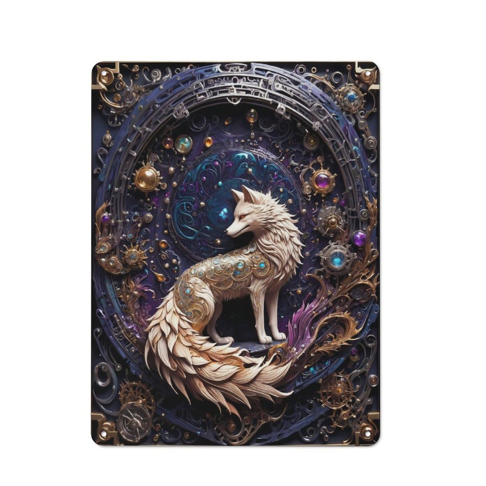 Junmoney Legend Steampunk Fox Tin Sign 40X30cm With For Pub Or Café, Rustic Decor, For Kitchen, Dining Room And Home Bar Wall Decor