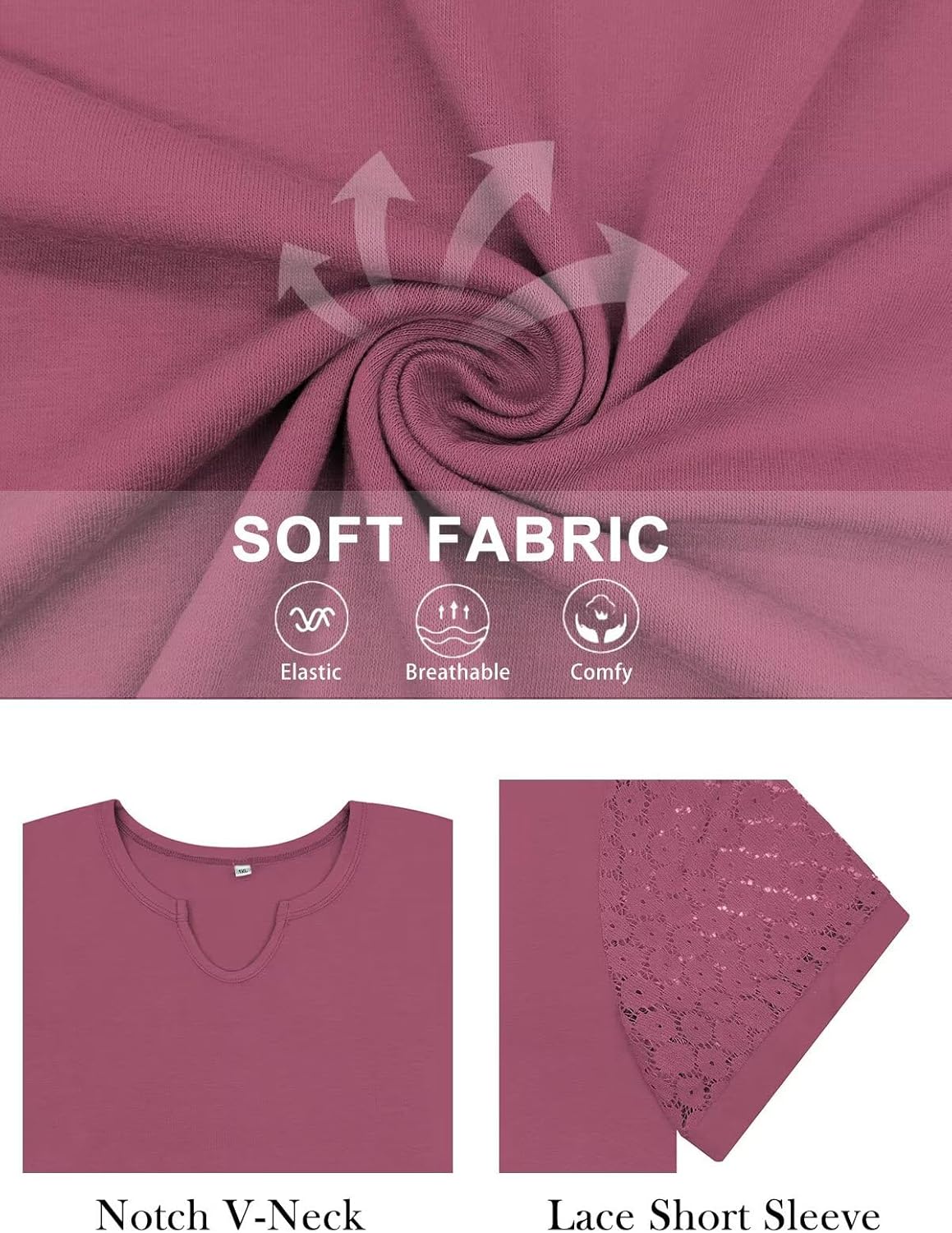 VISILILY Plus-Size-Womens-Summer-Tops 2025 Trendy Notch V Neck T Shirts Cute Lace Short Sleeve Tunics Casual Blouses XL-5XL - Image 4