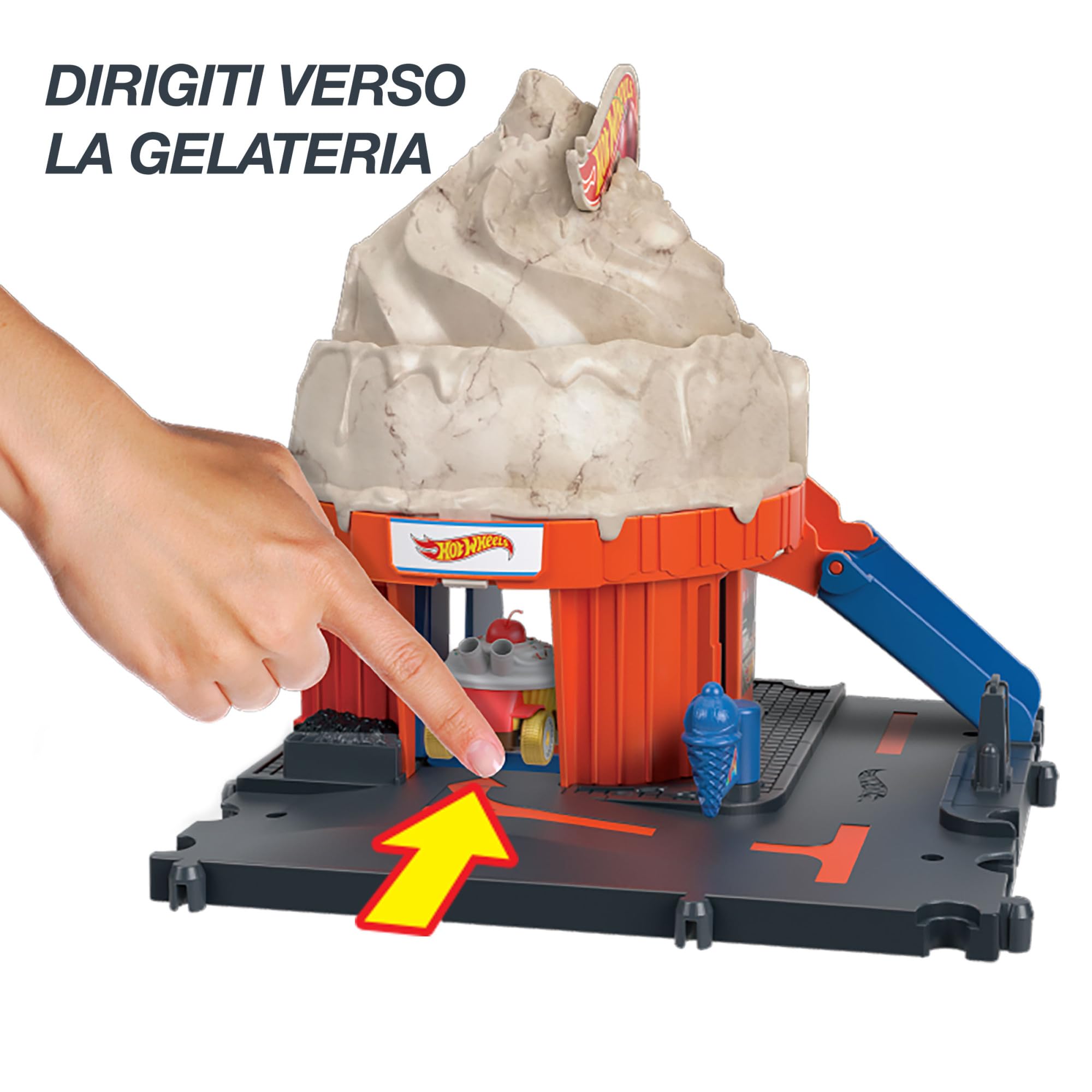 Hot Wheels - Autotrasportatore a Caduta Libera, con 1 macchinina, contiene più di 20 veicoli in scala 1:64, si trasforma in una pista con discesa da 60 cm, Giocattolo per Bambini 4+ Anni, HDY92