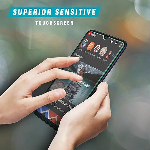 Miniatura 5 de HPTech - Protector de pantalla diseñado para Samsung Galaxy A03s de vidrio templado, antiarañazos, sin burbujas, compatible con fundas