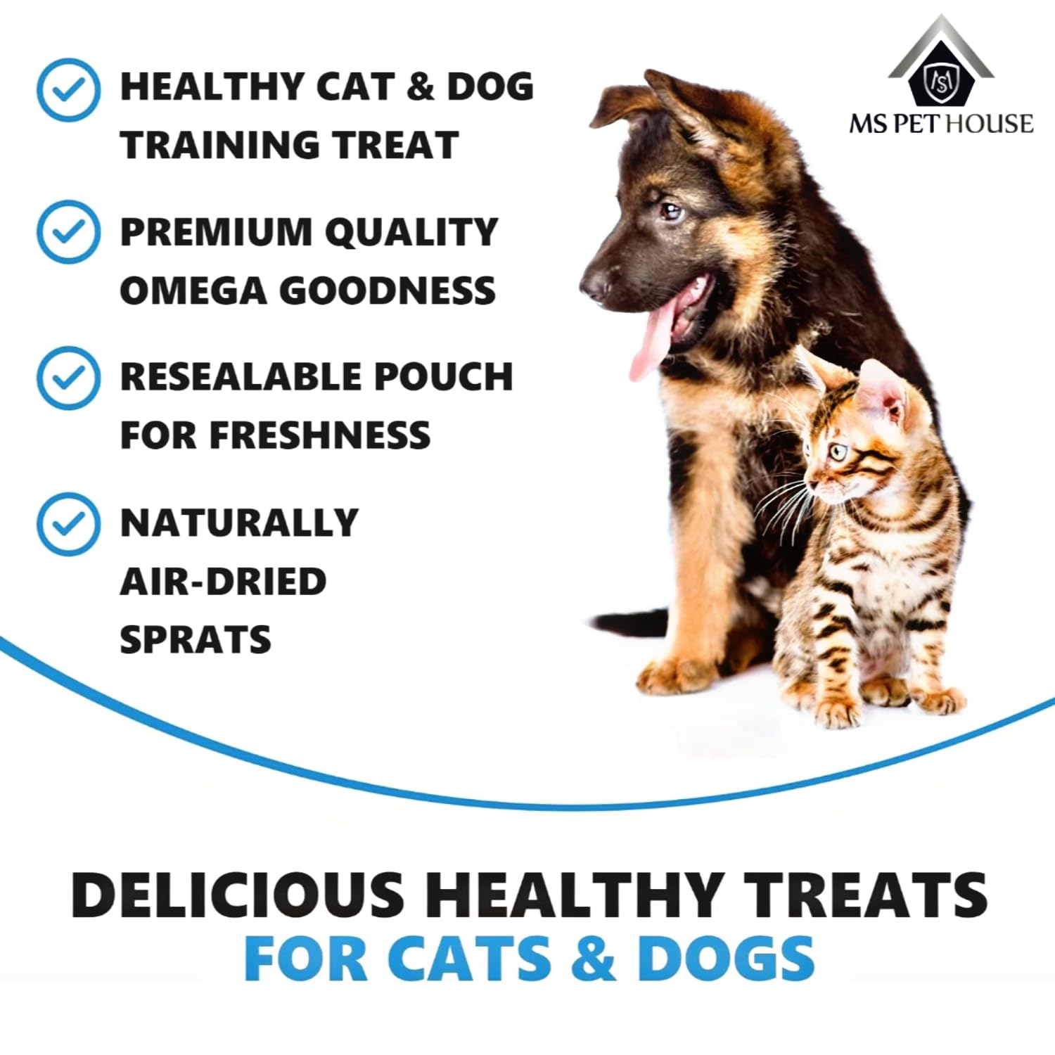 MS Pet House Sprats Dog Treats and Cat Snack 100g - 100% Natural Air-Dried Fish Treat for Dogs and Cats, Healthy Hypoallergenic Raw Pet Food 1