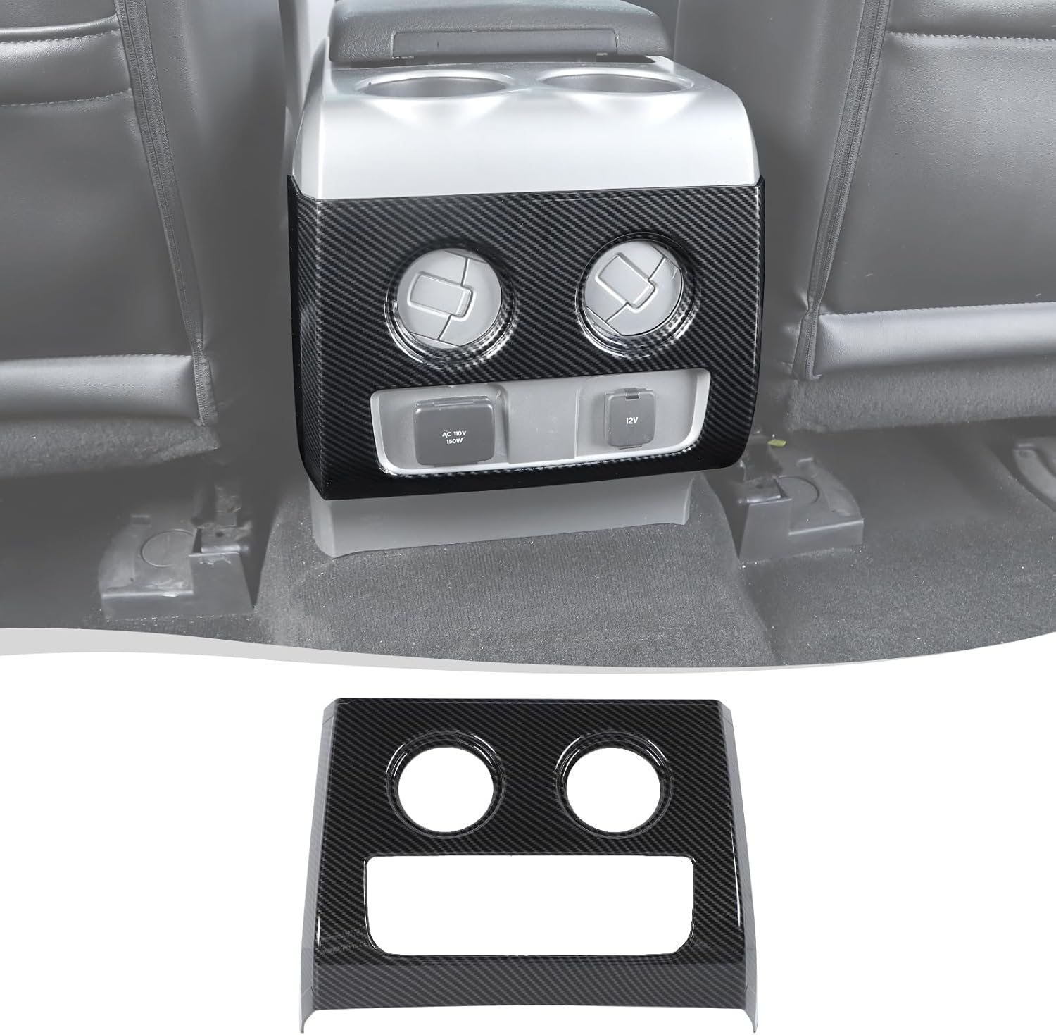 Voodonala for Ford F150 Raptor 2009-2014 Center Console Armrest Box Rear Air Vent Panel Cover Compatible with Ford F150 Raptor 2009-2014(ABS,Carbon Fiber Black)