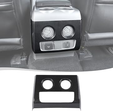 Voodonala for Ford F150 Raptor 2009-2014 Center Console Armrest Box Rear Air Vent Panel Cover Compatible with Ford F150 Raptor 2009-2014ABS,Carbon Fiber Black