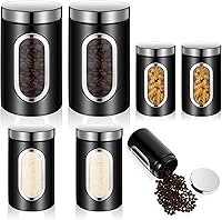 Vista 1 de Maxdot Juego de 6 recipientes negros para encimera de cocina, té, café, azúcar, con ventana transparente, tarro de café, contenedor de azúcar