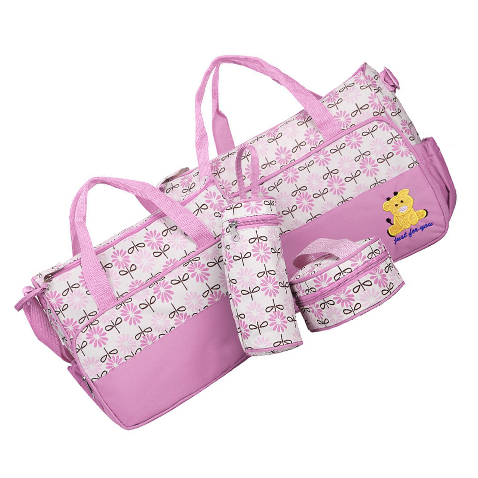 Set di 5 borse fasciatoio per lo shopping quotidiano, design spazioso, contenitore per pannolini per bambini, portatile, per consegne in ospedale, viaggi, viaggi