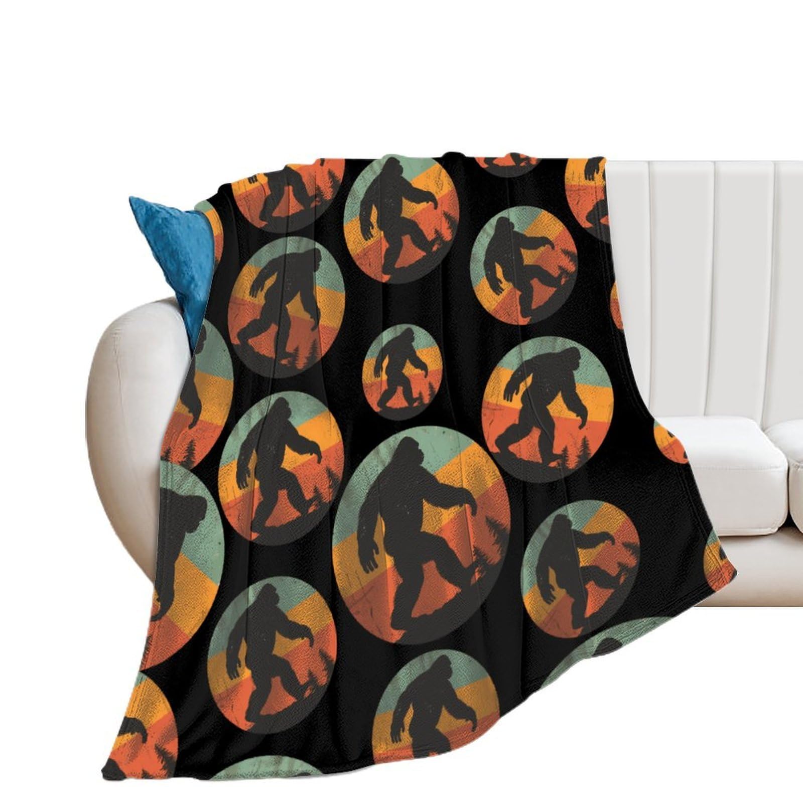 OUTBDNVFSA Bigfoot Vintage Sasquatch Throw Blanket Lightweight Summer Blankets for Bed Sofa Camping Travel