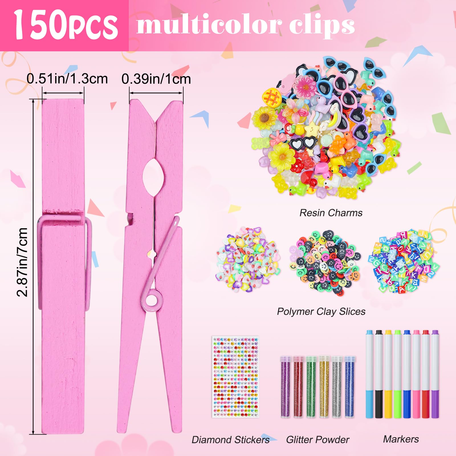 BFZMSLY Cheer Pins Making Kit, Spirit Clothes Clips Craft Set, Bulk Gift for Cheerleading Team (150)