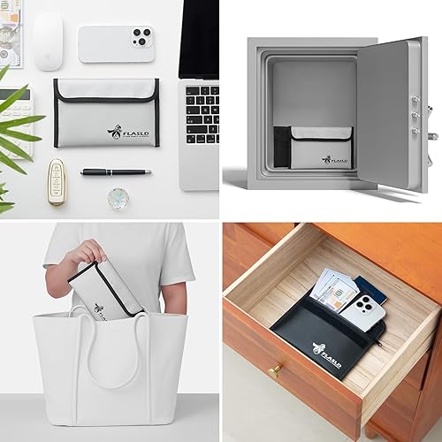 Miniatura 29 de FLASLD Bolsas de dinero ignífugas para documentos, bolsa grande ignífuga, bolsa segura para efectivo, objetos de valor y pasaporte, con Bolsa-15x11