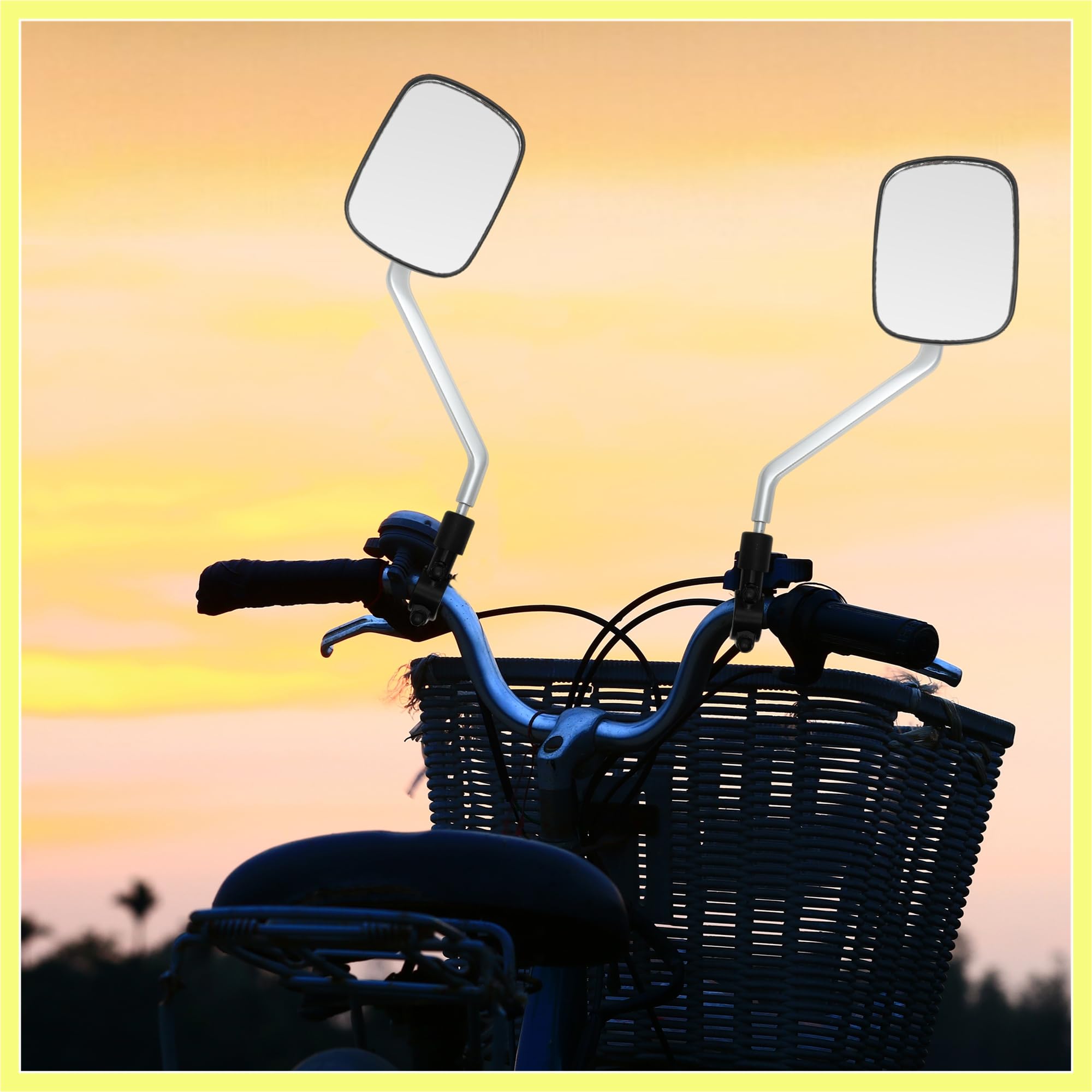 QUARKZMAN Rétroviseur De Vélo 360° Ajustable Vue Arrière Carré Pour Guidons 22-32mm VTT Ton Glacier Argenté 1 Paire Avec Base