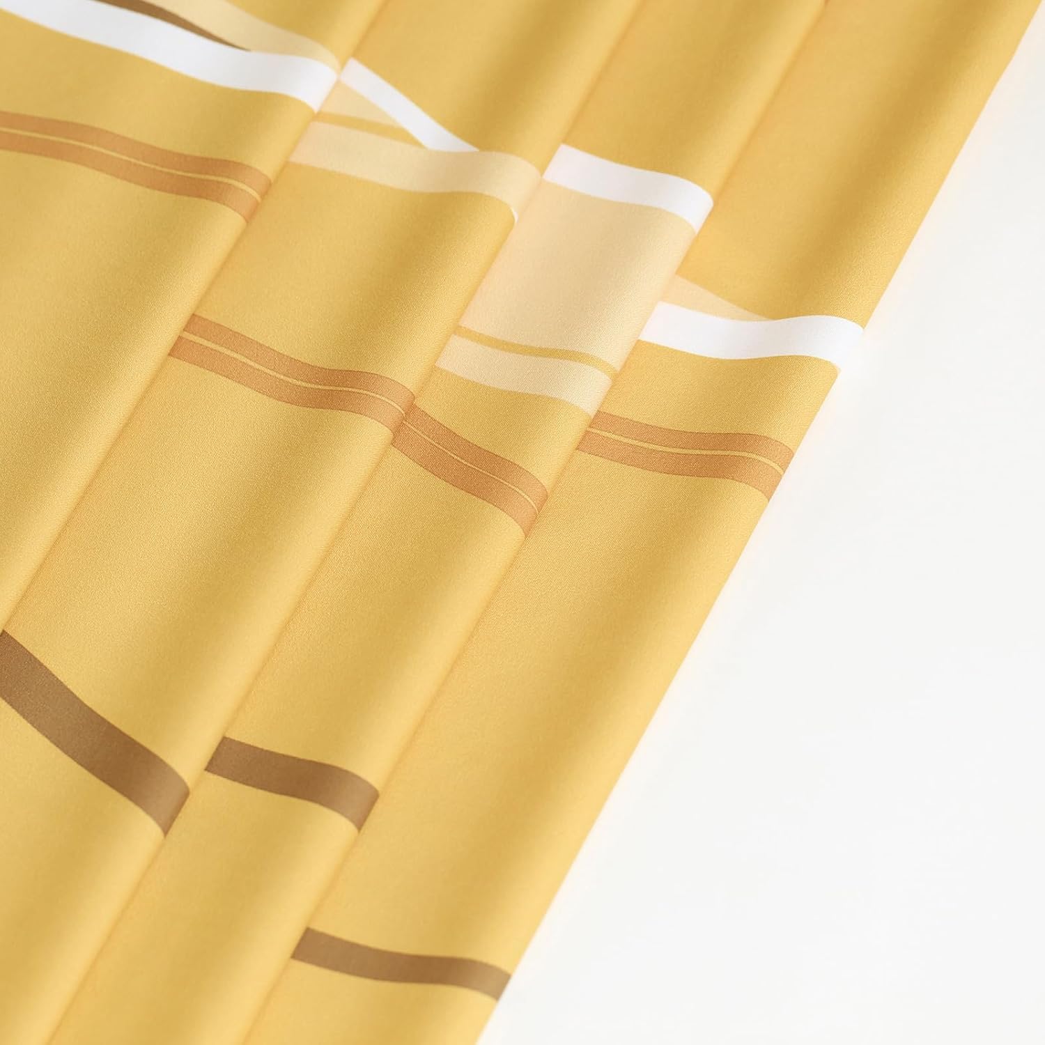 L.Z.E Gold Brown Privacy Curtains 84 Inches Long 2 Panels Set, Printed Light Filtering Non-See-Through Window Curtains for Living Room Bedroom Dining Room Grommet Top Wave Patterned