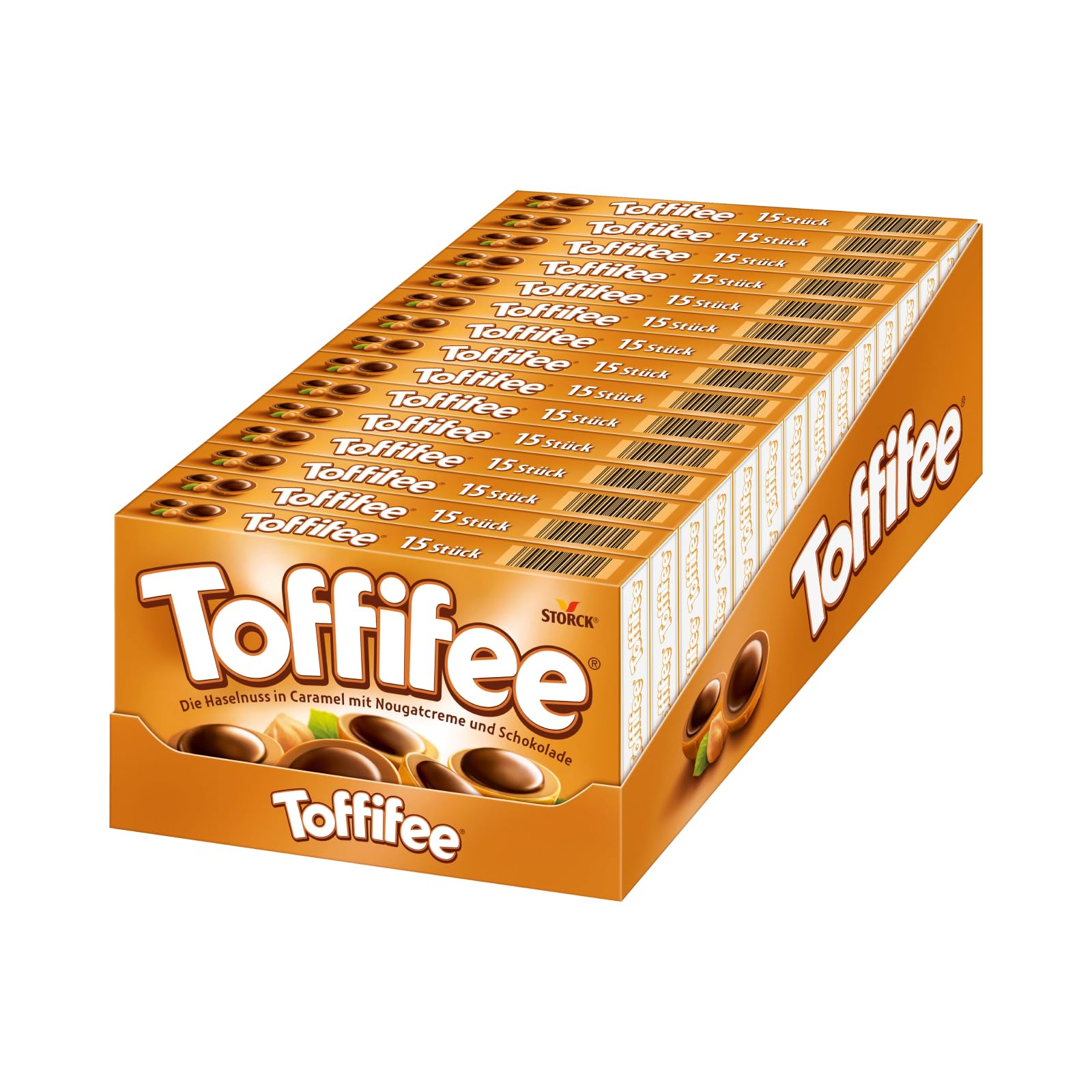 Toffifee – 15 x 125 g – Haselnuss in Karamell mit Nougatcreme und Schokolade – ideal zum gemeinsamen Naschen und Teilen